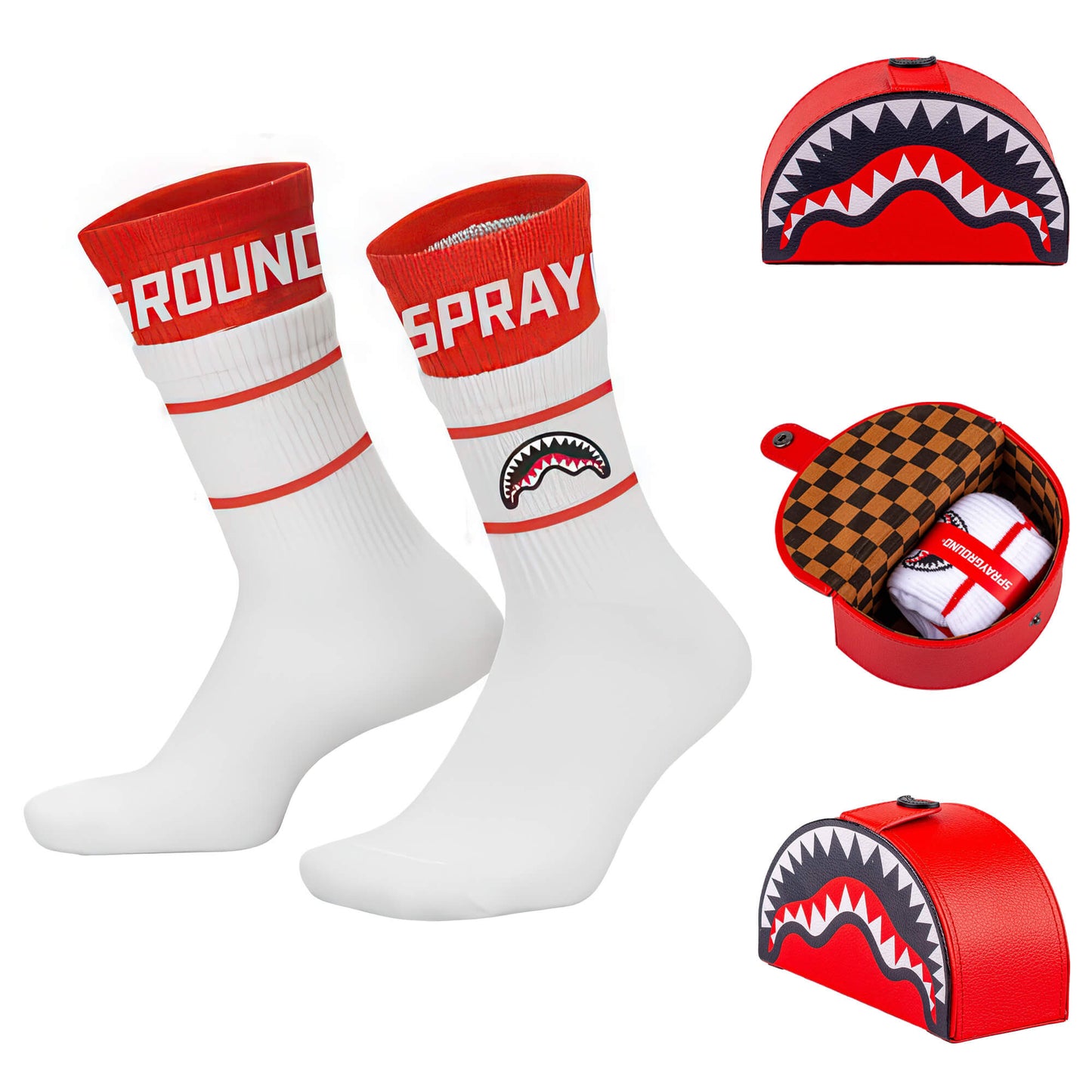 Sprayground Red Spray Socks White
