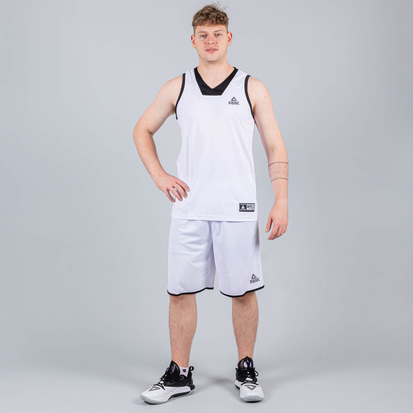 Basketbalová súprava (dres + trenírky) Peak Basketball Sets Match 2 biela