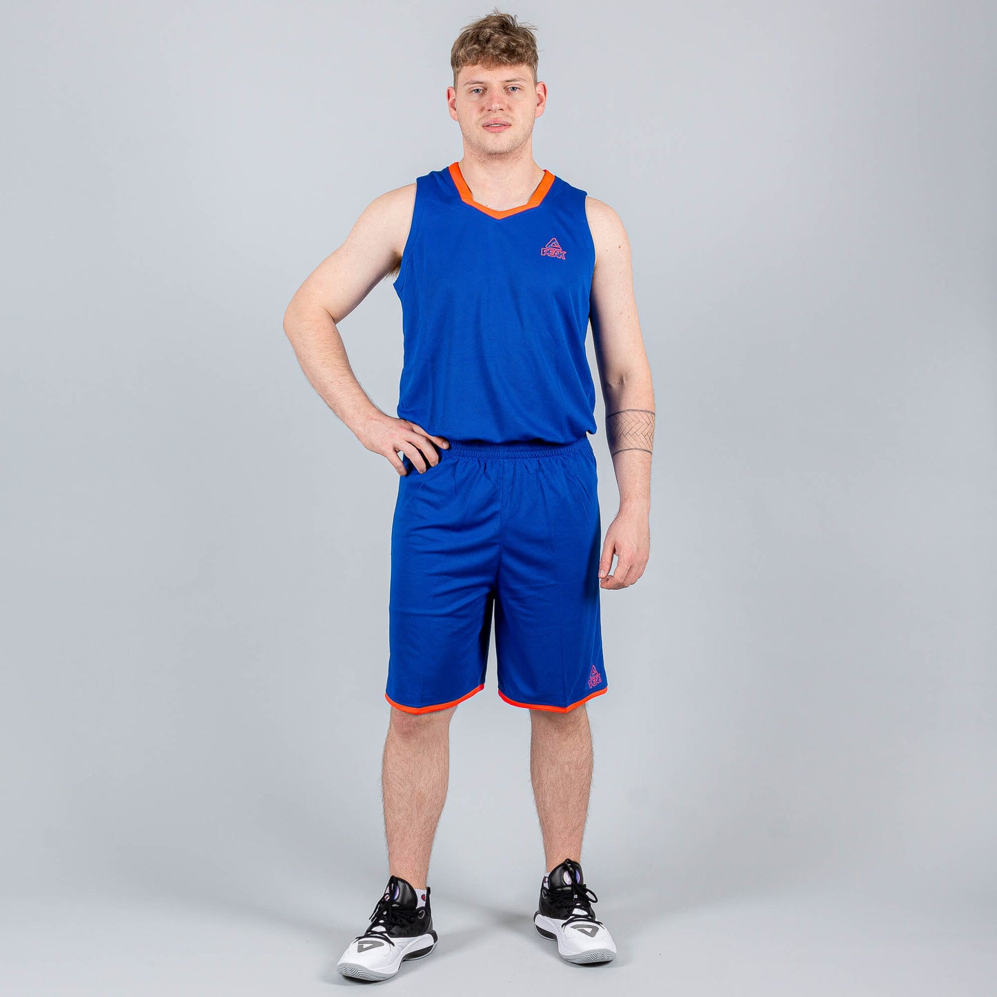 Basketbalová súprava (dres + trenírky) Peak Basketball Uniform set modro/oranžová