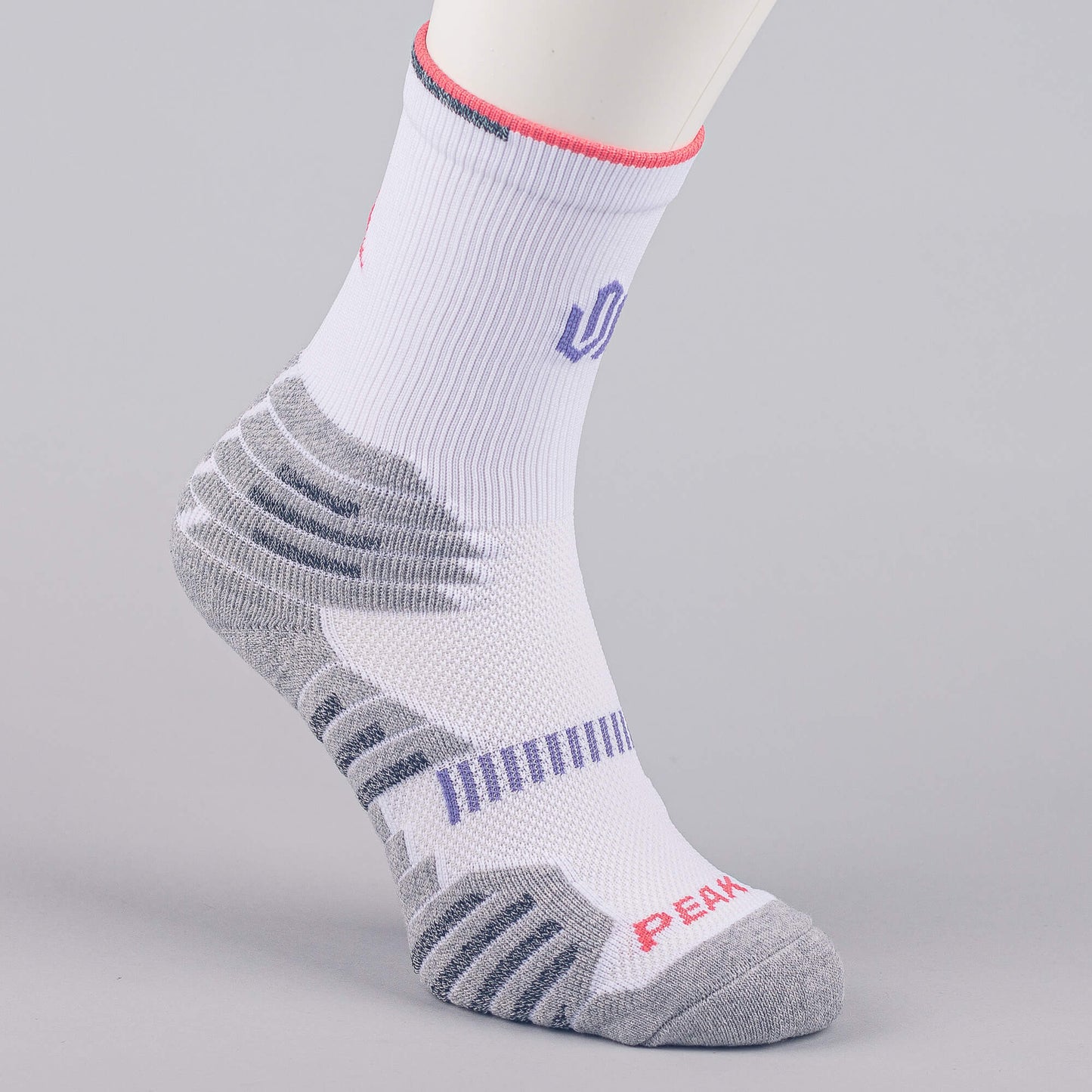 Basketbalové ponožky PEAK Andrew Wiggins WHITE/LT.MELANGE GREY