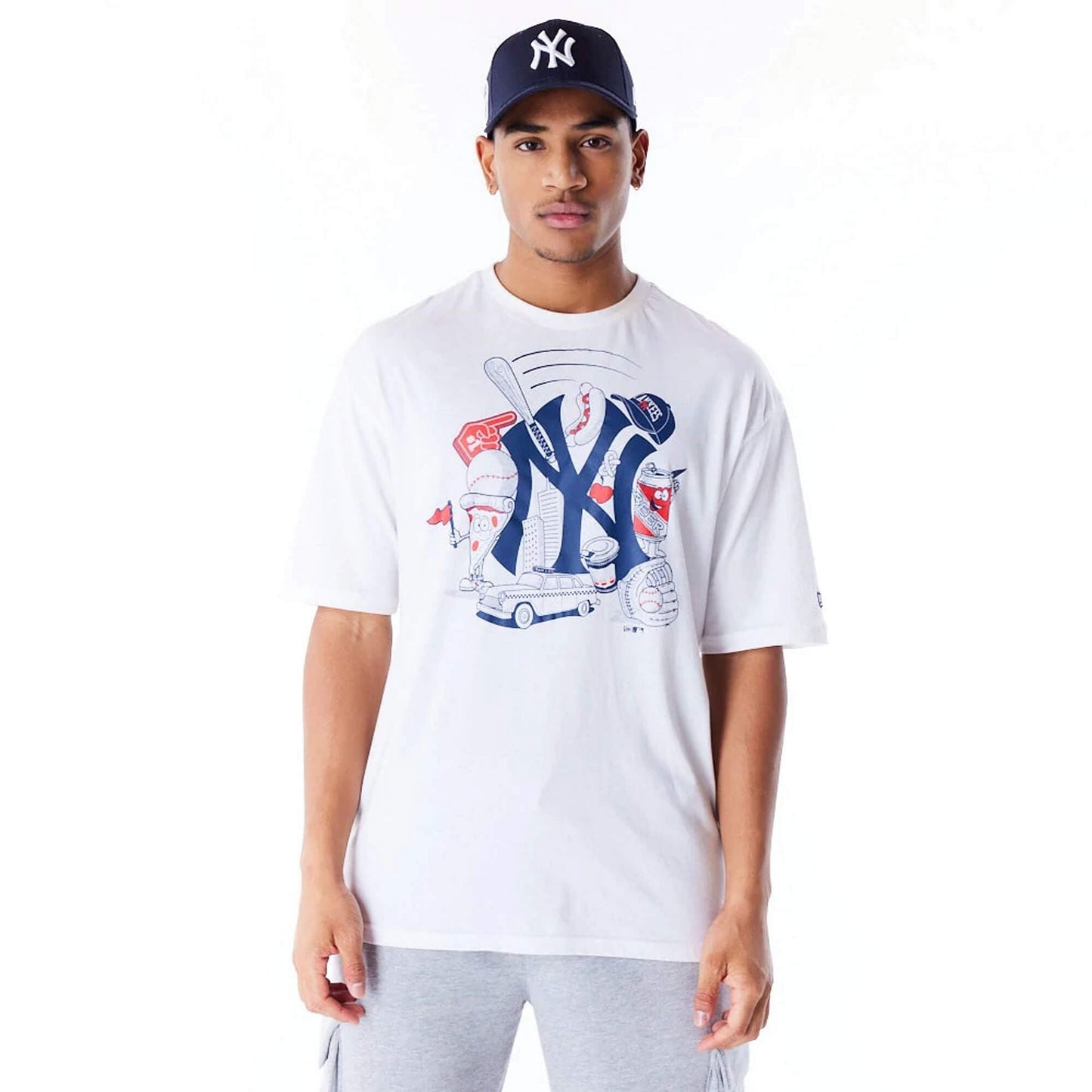Tričko New Era MLB New York Yankees Food Graphic White Oversized T-Shirt biele
