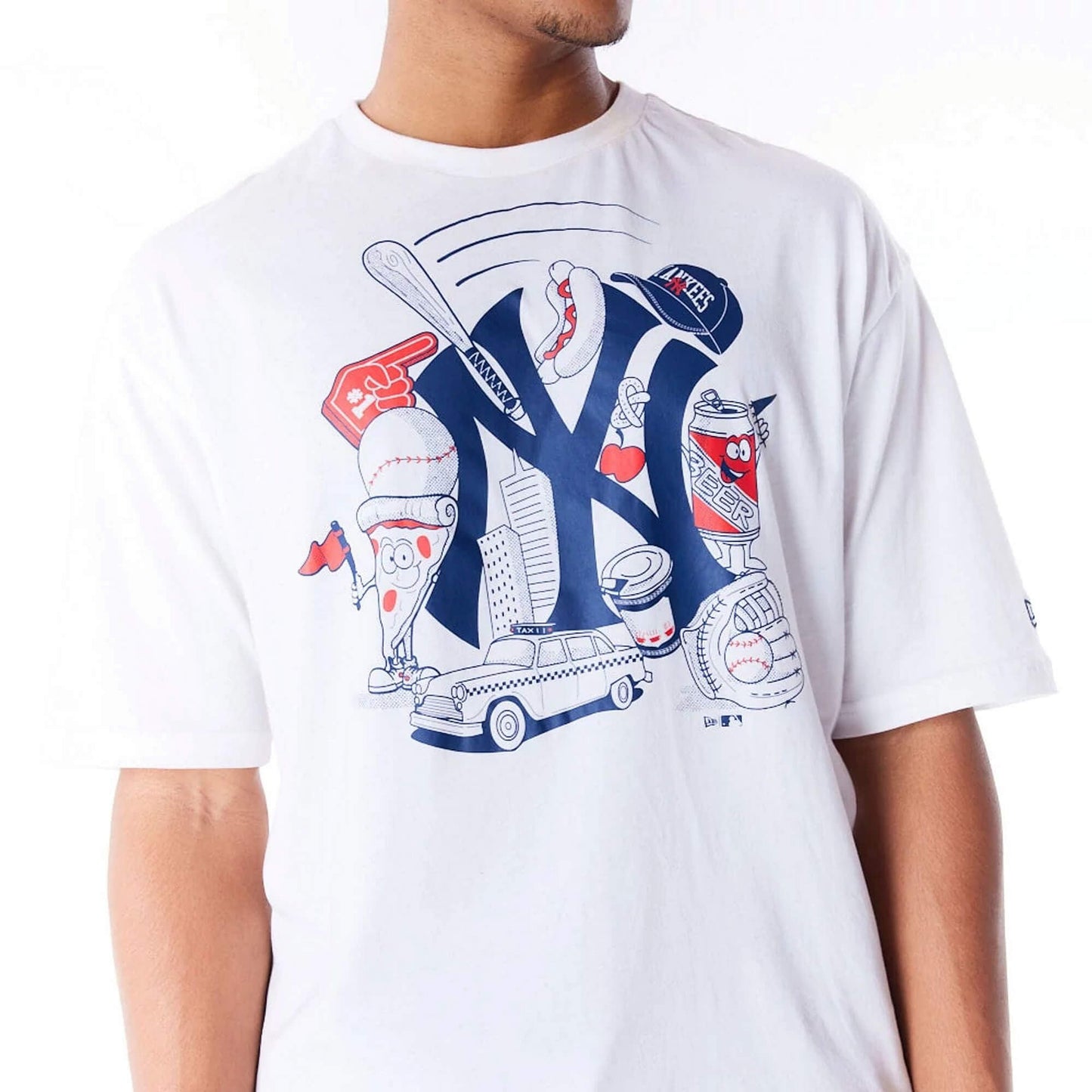 Tričko New Era MLB New York Yankees Food Graphic White Oversized T-Shirt biele