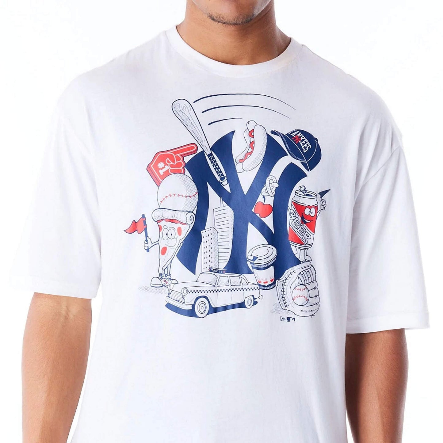 Tričko New Era MLB New York Yankees Food Graphic White Oversized T-Shirt biele