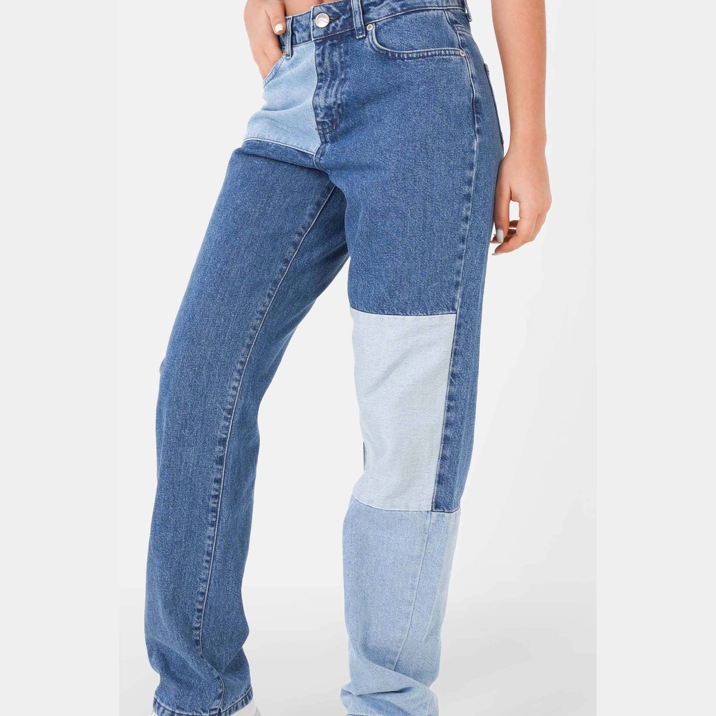 Sixth June Patchwork Three Colors Jeans Blue