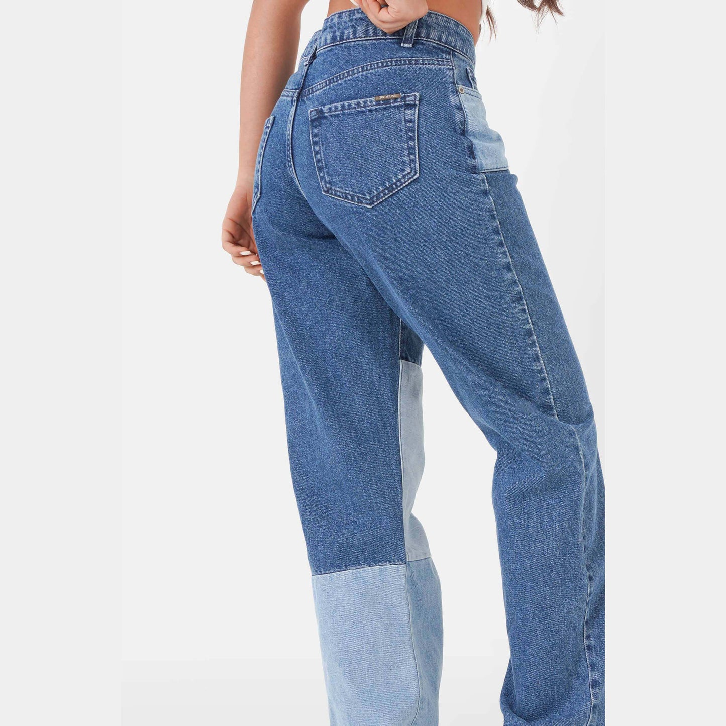 Sixth June Patchwork Three Colors Jeans Blue