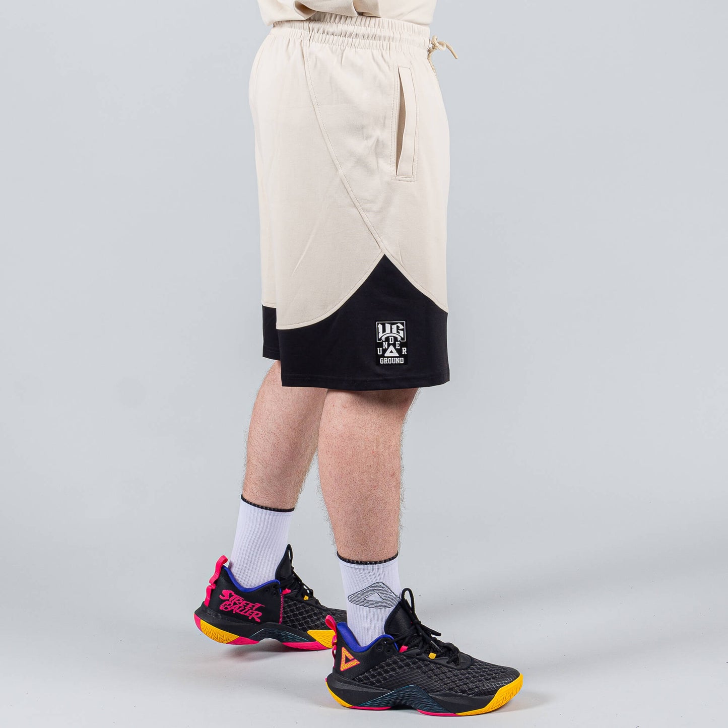 Basketbalové šortky Peak Underground WHITE GREY