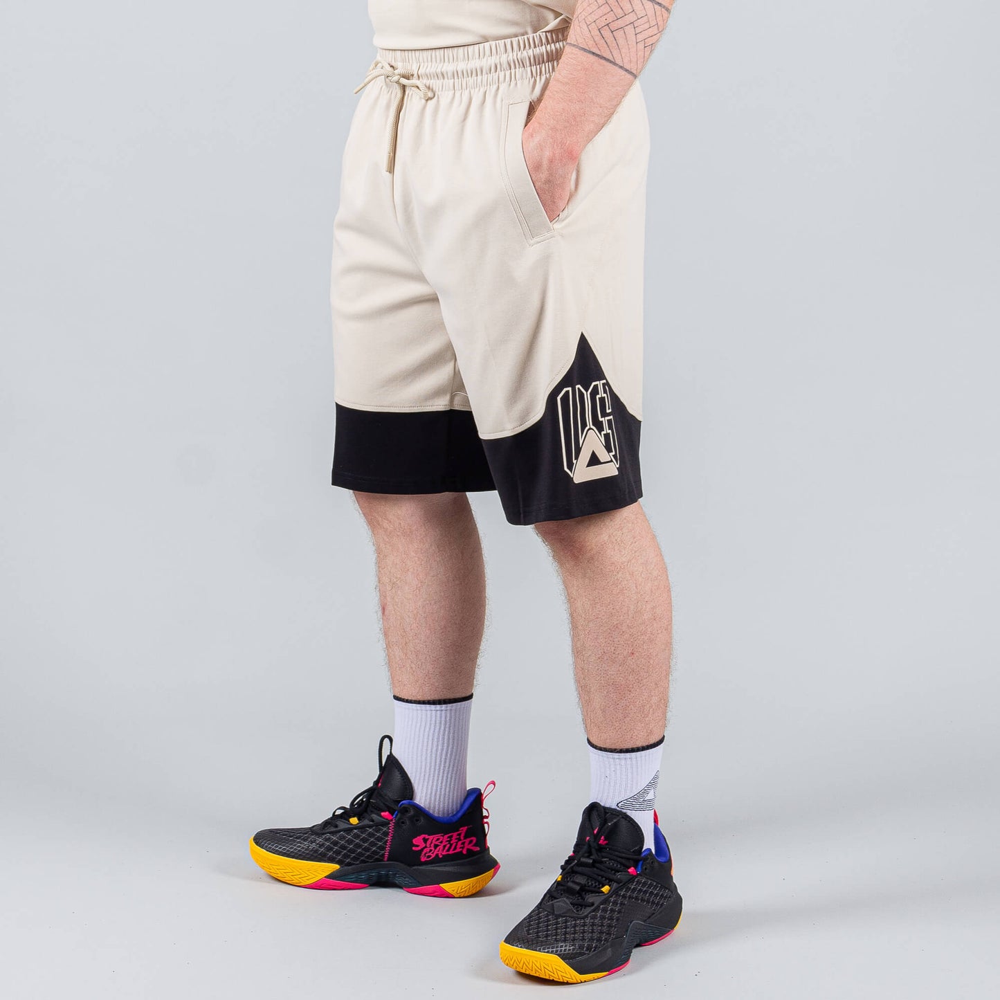 Basketbalové šortky Peak Underground WHITE GREY