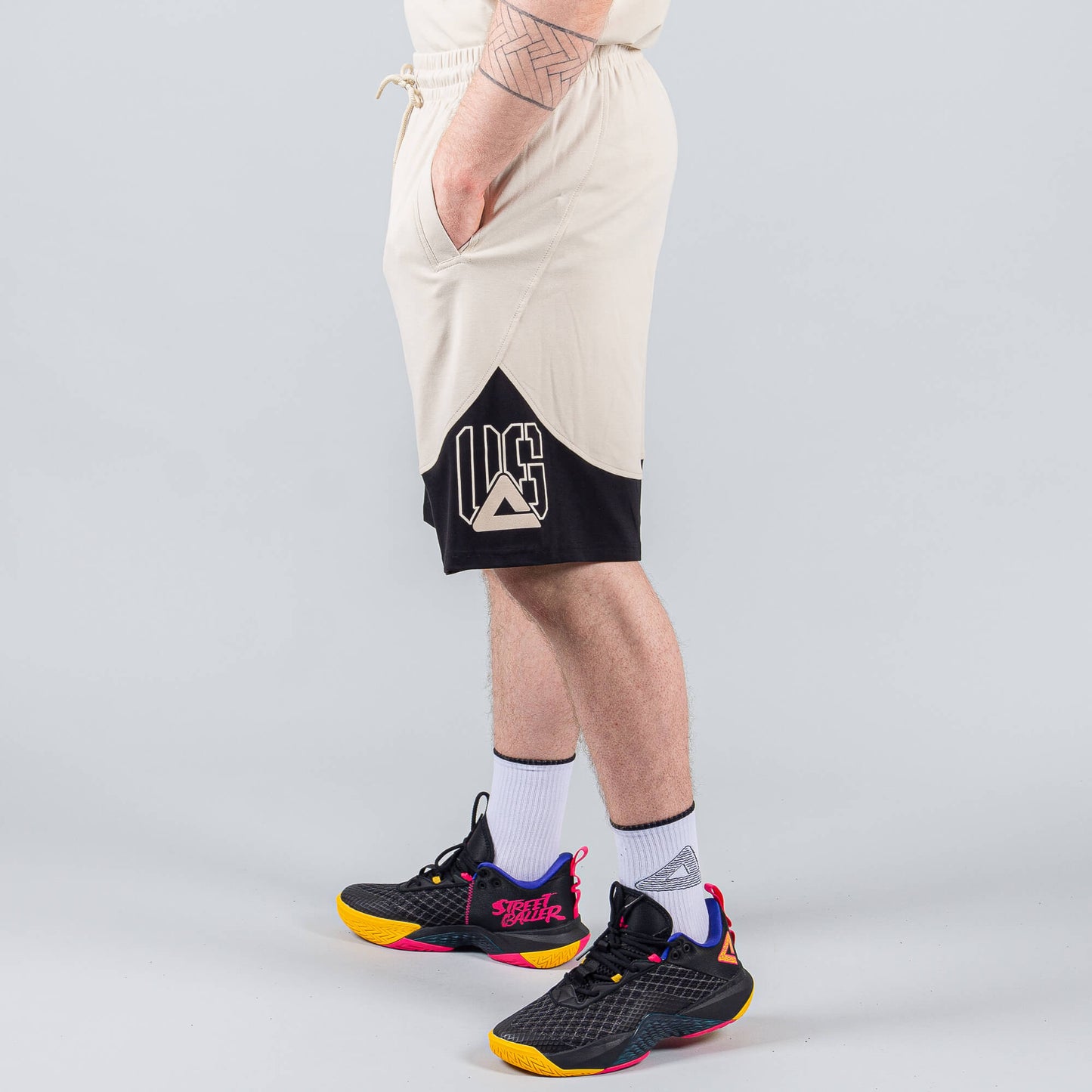 Basketbalové šortky Peak Underground WHITE GREY