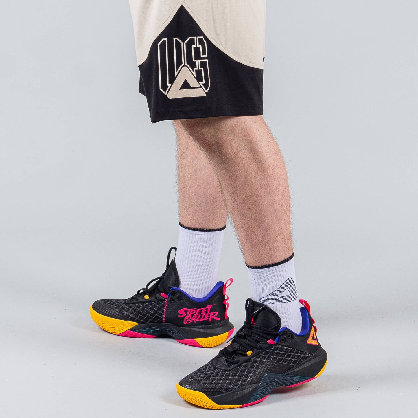 Basketbalové šortky Peak Underground WHITE GREY