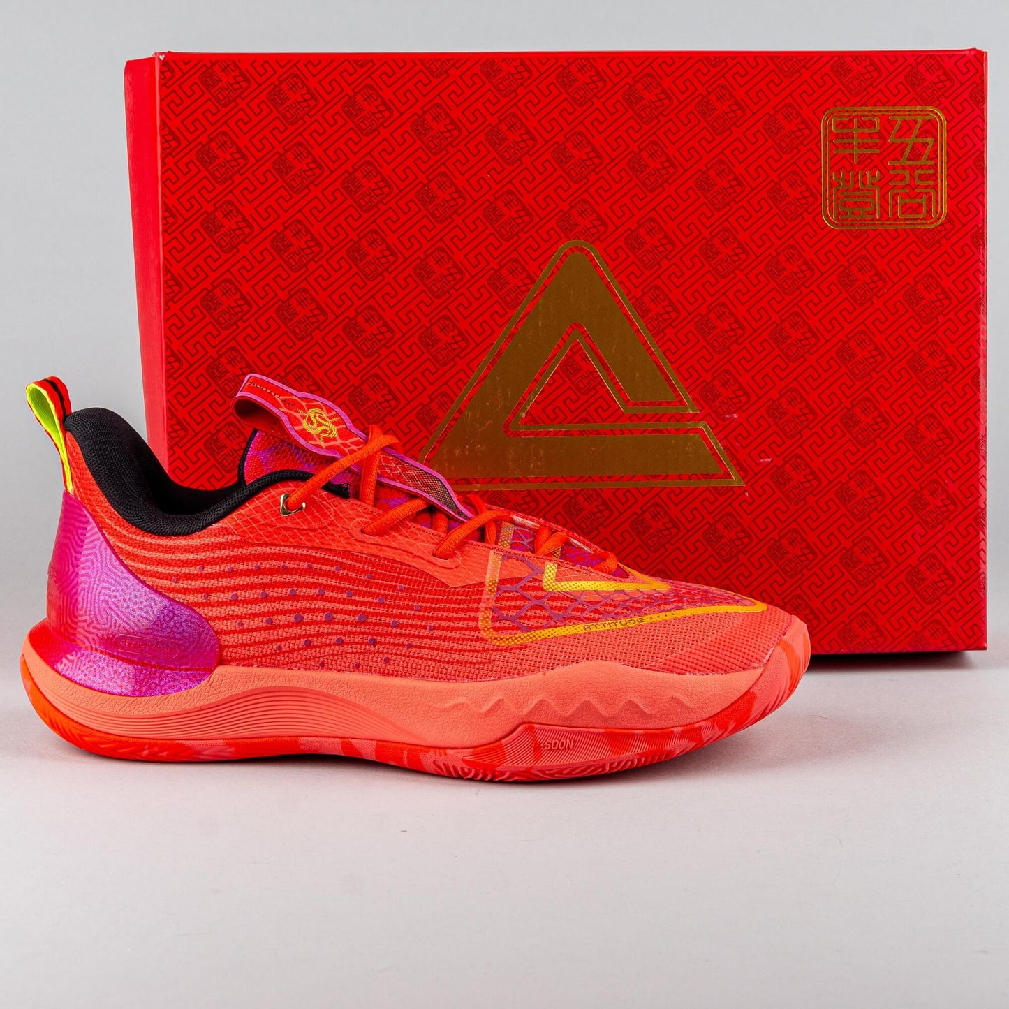 Basketbalové tenisky Peak Taichi Big Triangle 4.0 Malik Monk Signature Pro Basketball Match Shoes Red Melange