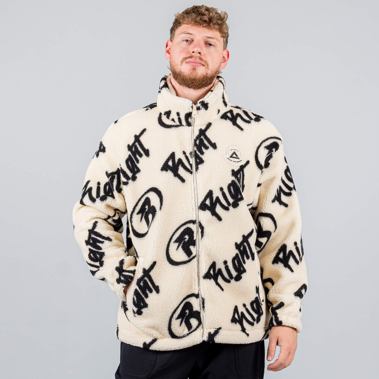 Polar flis bunda Peak Right Zipper Opened Fleece Sweater Beige