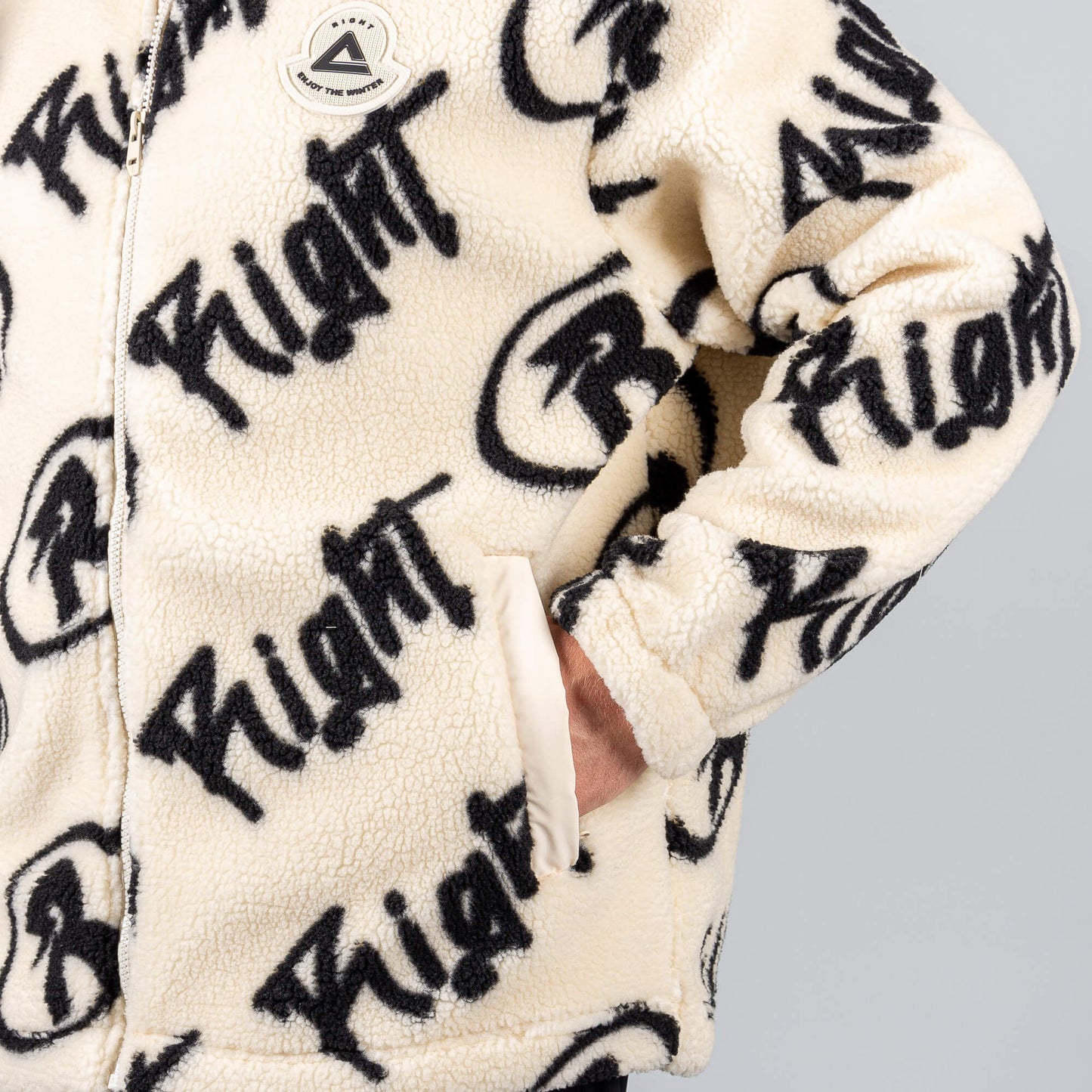 Polar flis bunda Peak Right Zipper Opened Fleece Sweater Beige