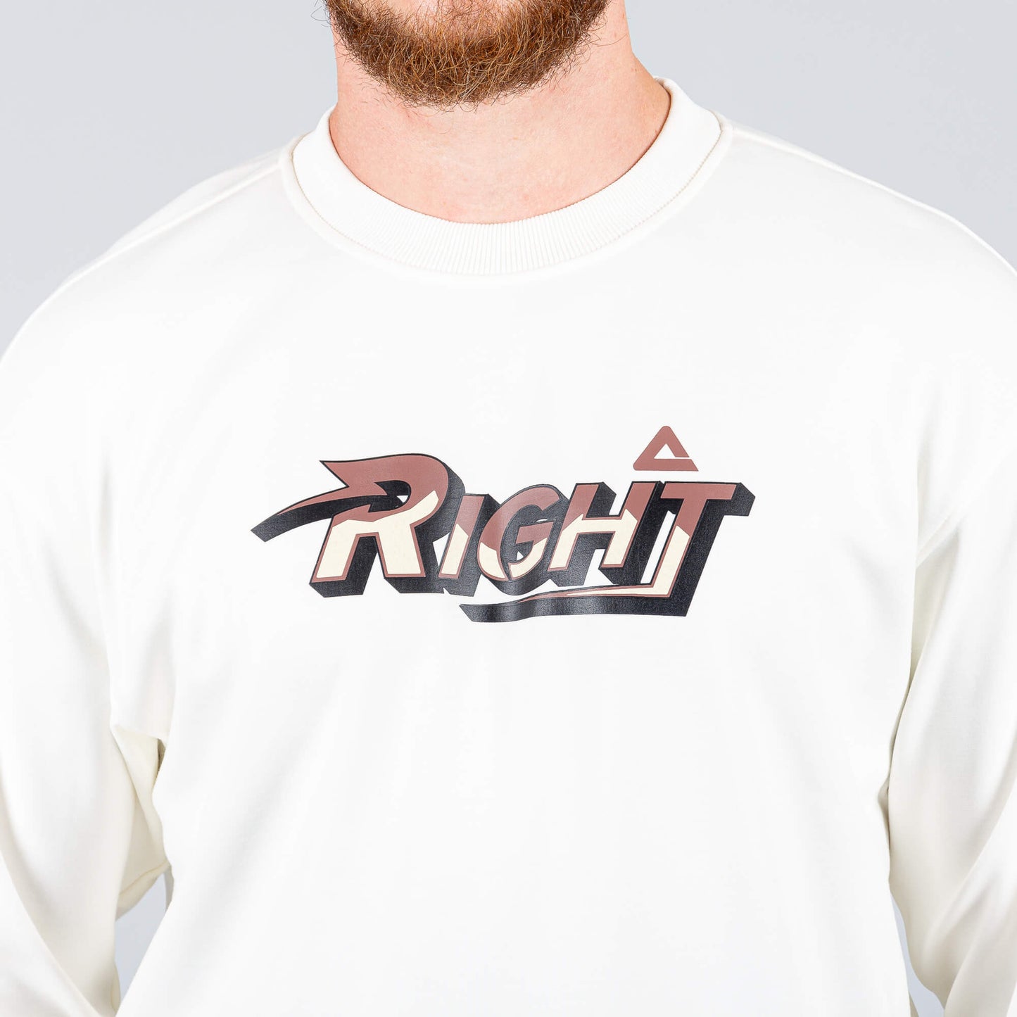 Mikina Peak Right Round Neck Fleece Sweater Raw White