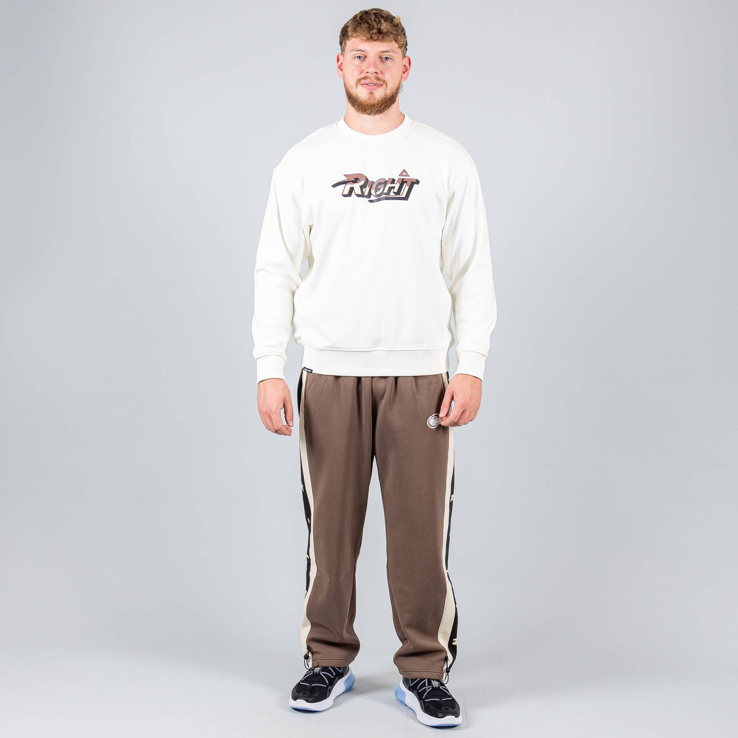 Mikina Peak Right Round Neck Fleece Sweater Raw White