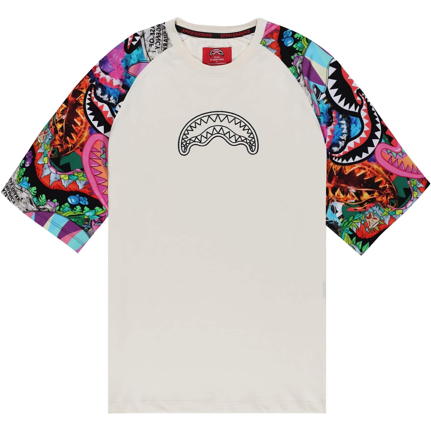 Tričko Sprayground All The Shark Raglan Over T-Shirt Ivory Multi