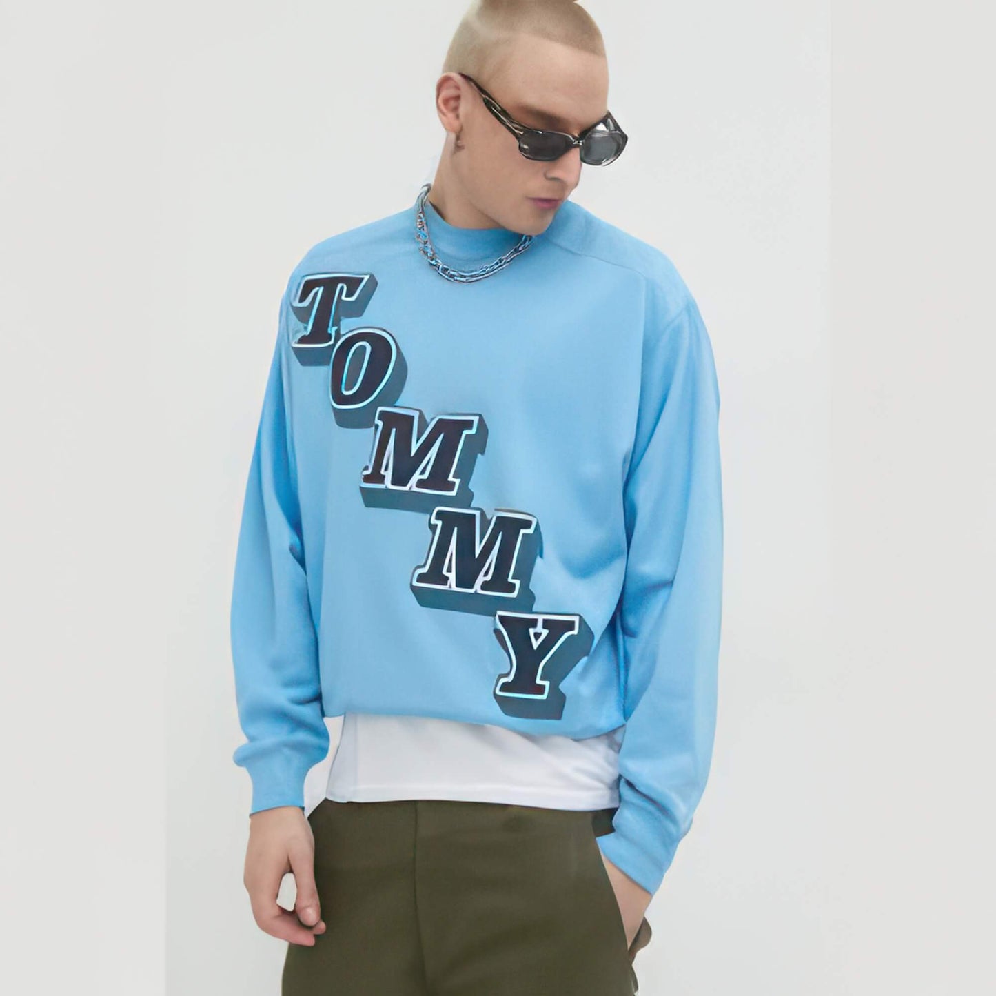 Mikina Tommy Jeans Boxy College Men's sweatshirt SKYSAIL