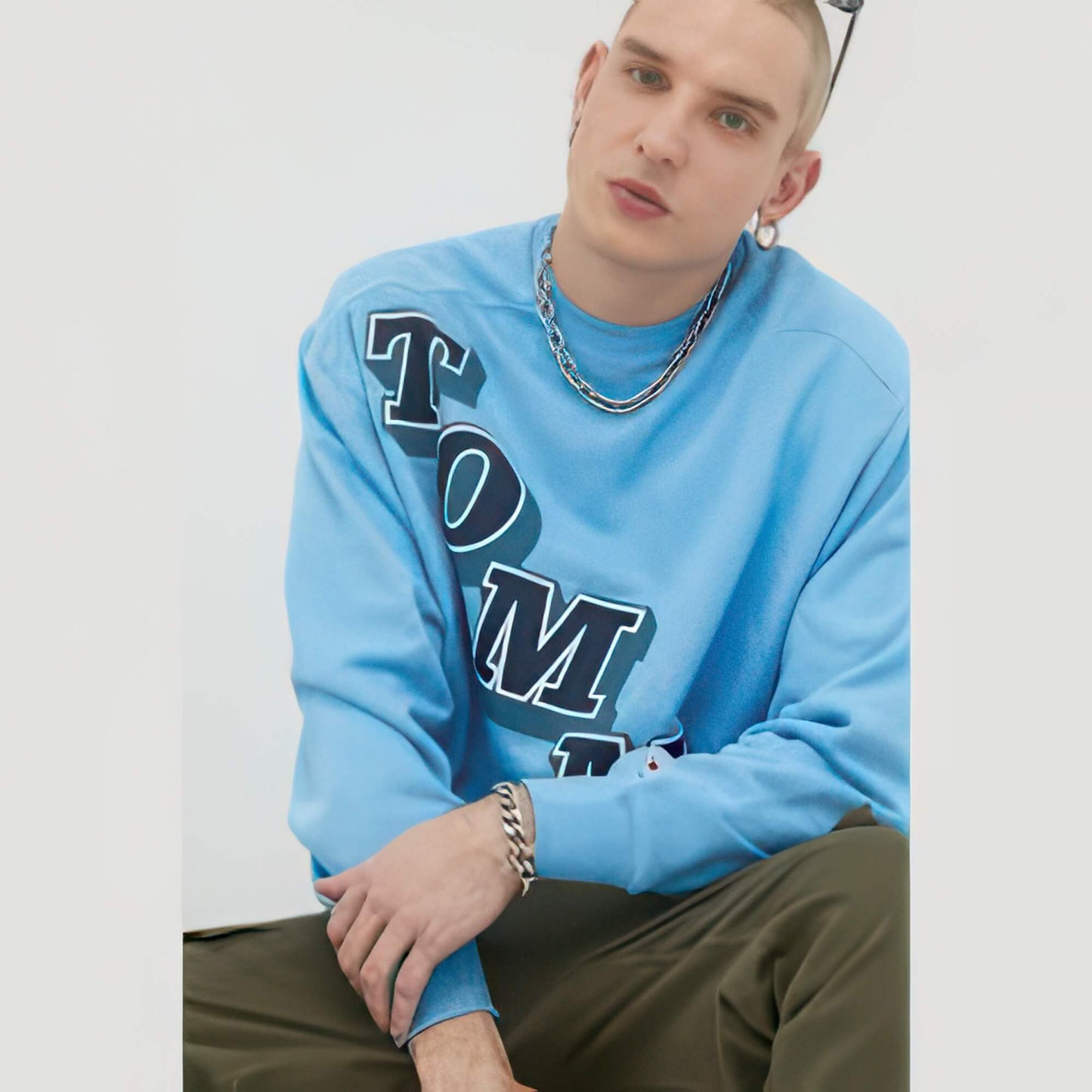 Mikina Tommy Jeans Boxy College Men's sweatshirt SKYSAIL