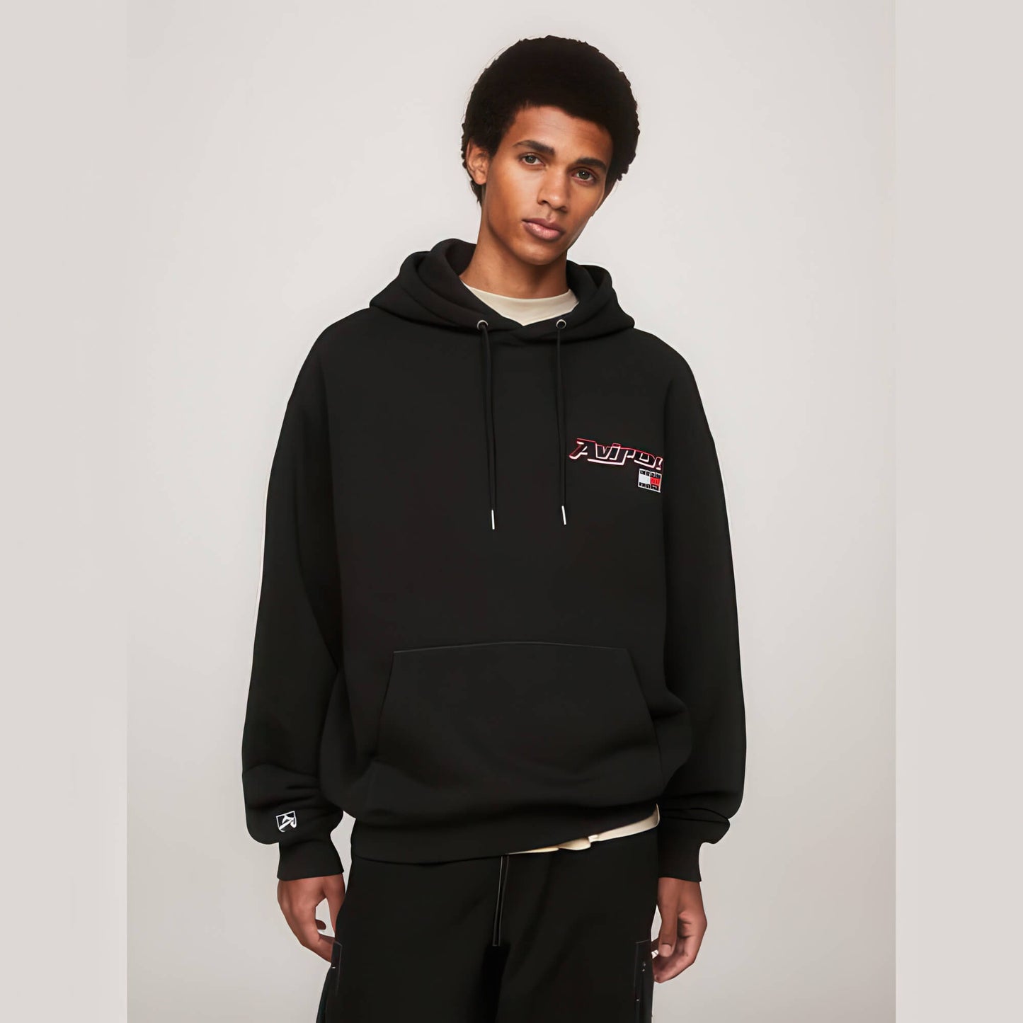 Mikina Tommy Jeans x Avirex Men's hoodie BLACK