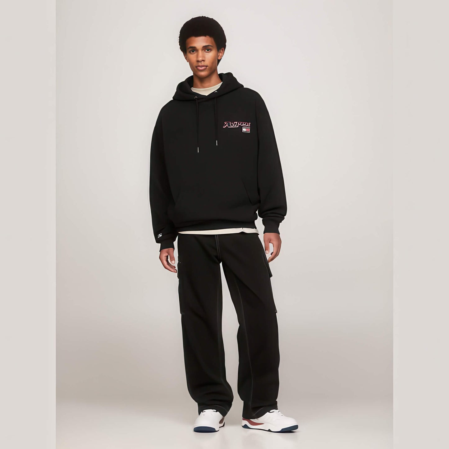 Mikina Tommy Jeans x Avirex Men's hoodie BLACK