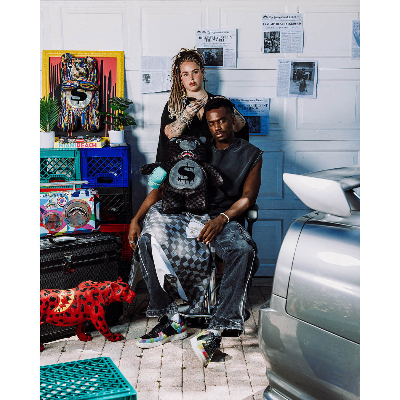 Batoh Sprayground Dripping Sharks In Paris Thunderdrip Moneybear Teddy Bear Backpack Black