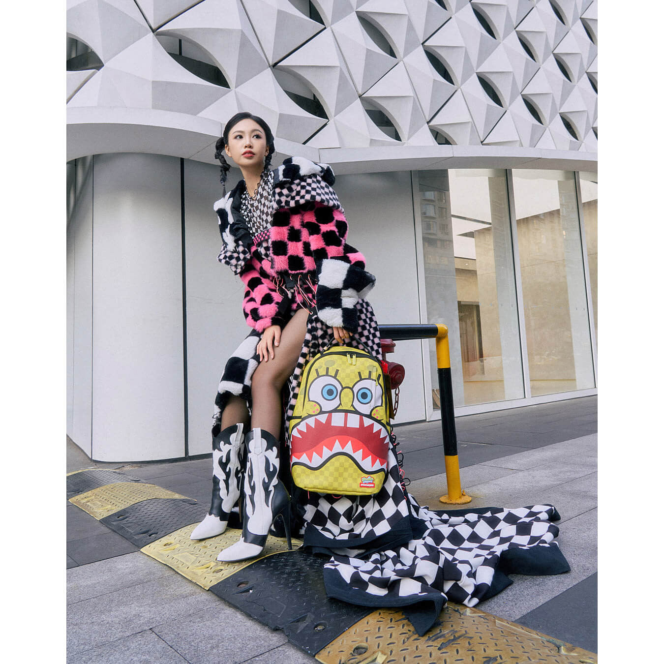 Sprayground Spongebob Square Checkerbob Check Flex DLXSV Backpack Yellow