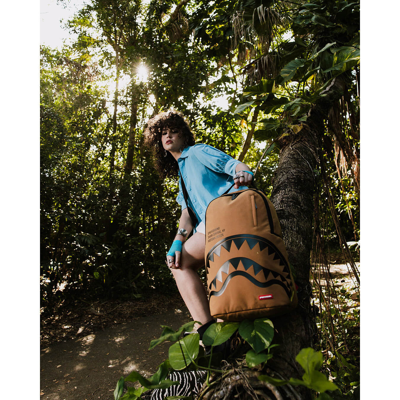 Batoh Sprayground Shark Central Interior DLX-Faux Suede Backpack Brown