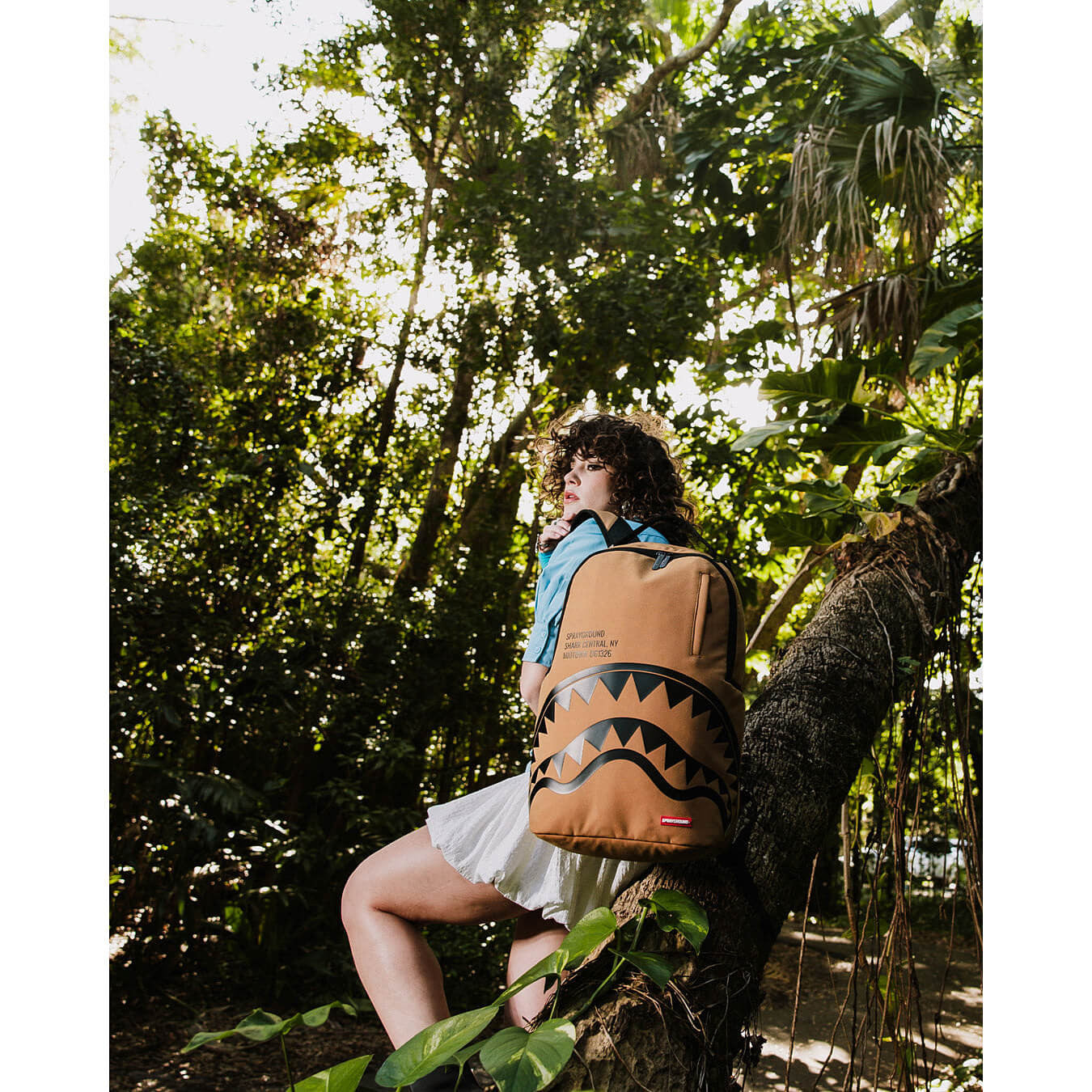 Batoh Sprayground Shark Central Interior DLX-Faux Suede Backpack Brown