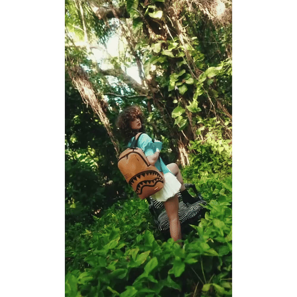 Batoh Sprayground Shark Central Interior DLX-Faux Suede Backpack Brown