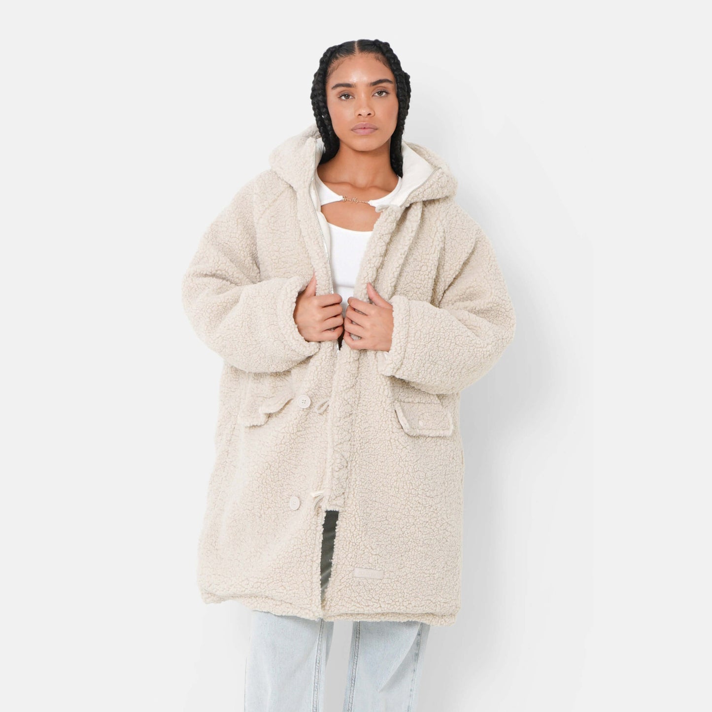 Sixth June Reversible Coat W/ Borg Linin Off White