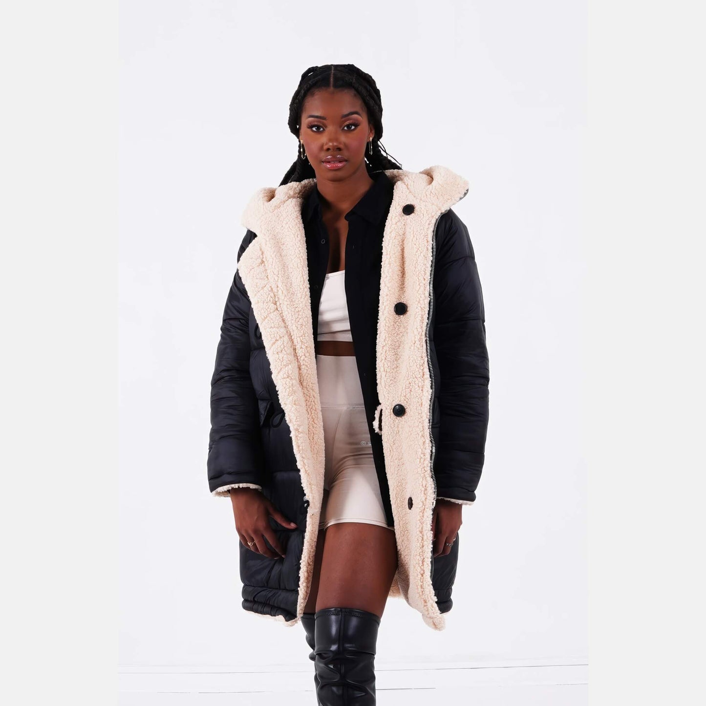 Sixth June Long Puffer Jkt Black/Beige