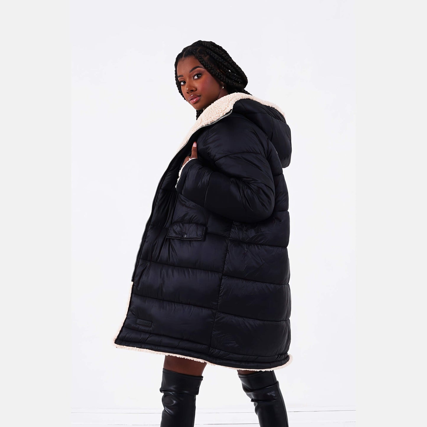 Sixth June Long Puffer Jkt Black/Beige