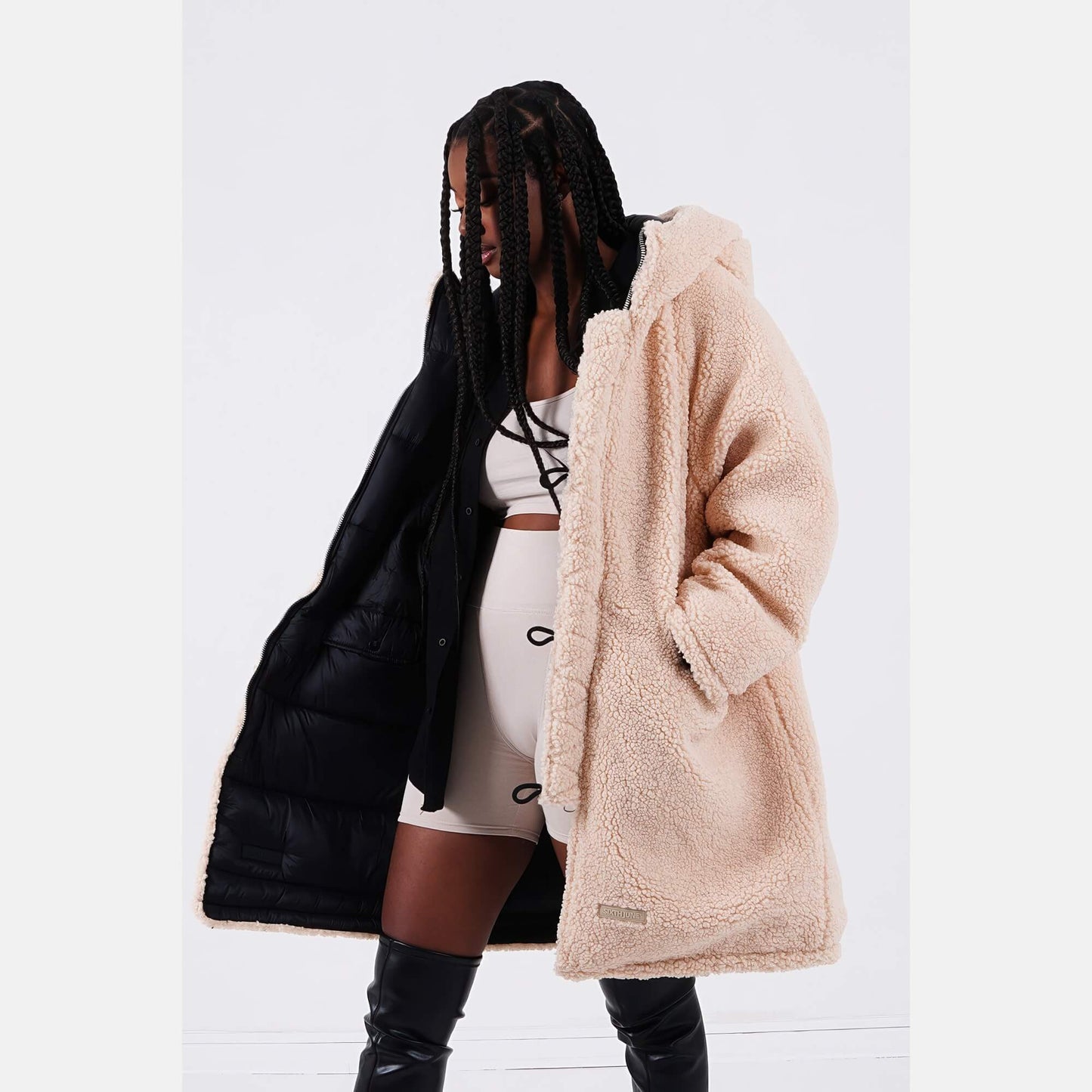 Sixth June Long Puffer Jkt Black/Beige