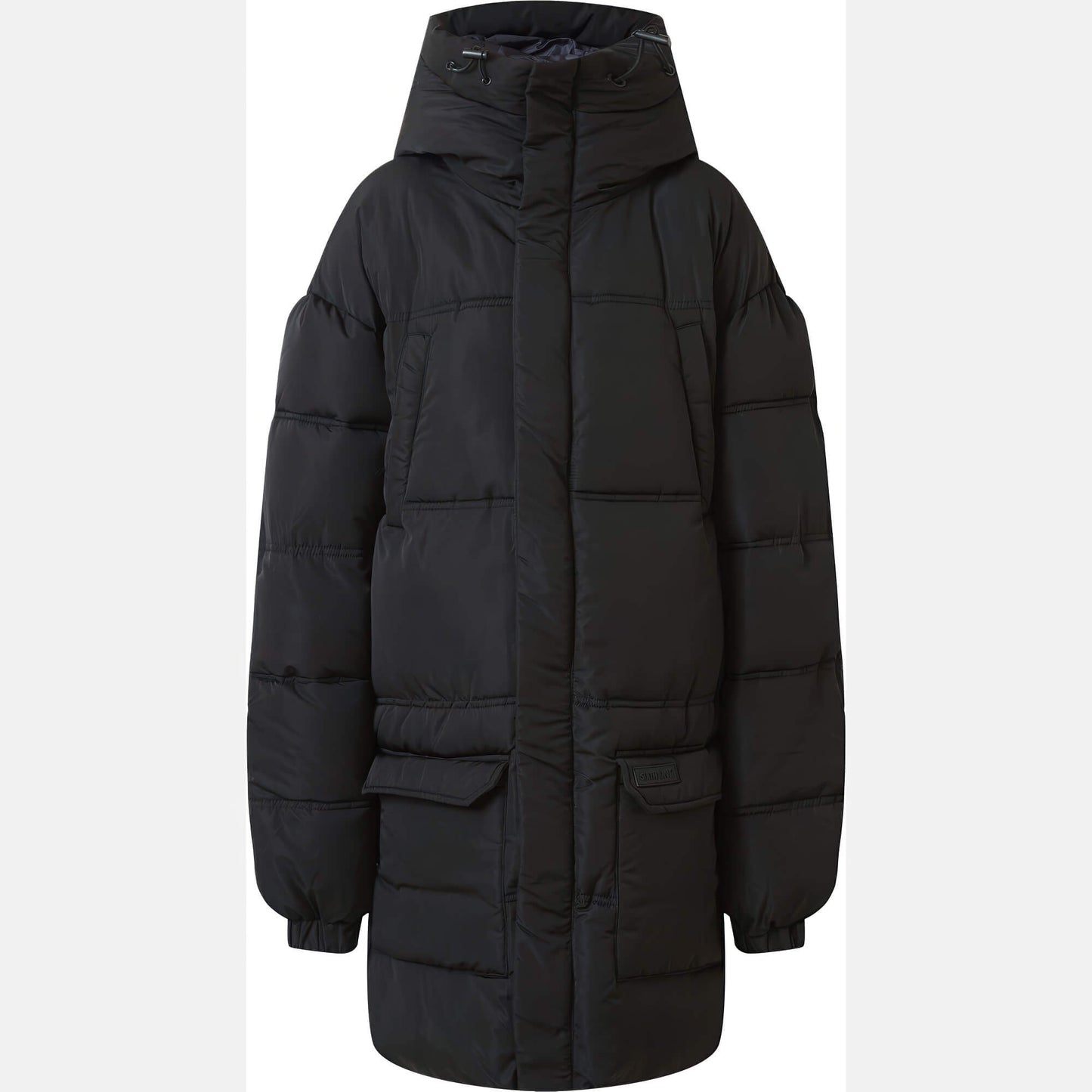 Sixth June Long Puffer Jacket With Hood Black