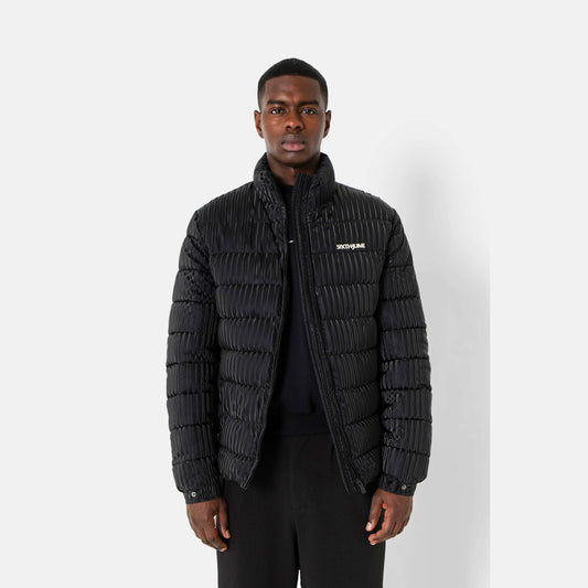 Sixth June Iridescent Metallic Puffer Jacket Black