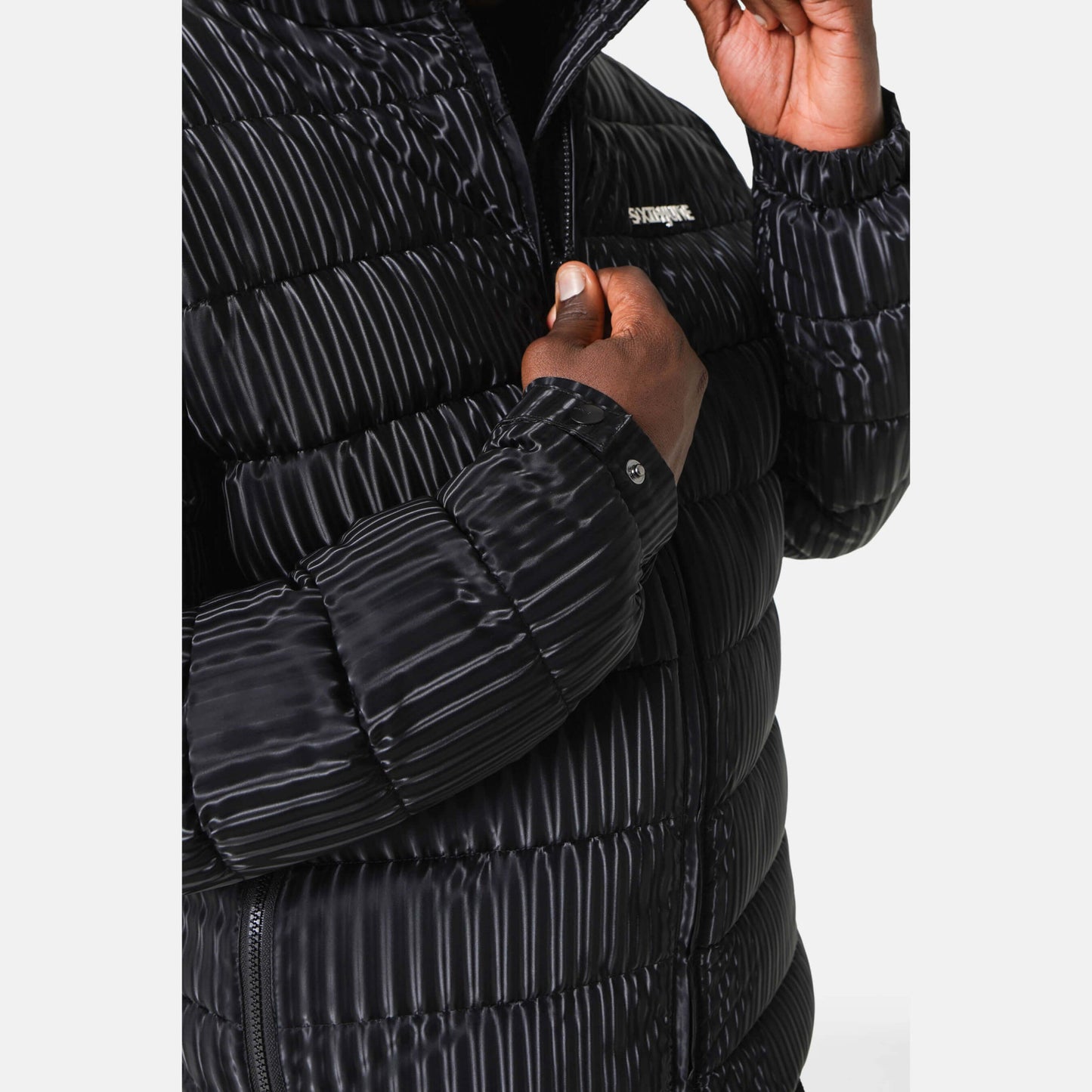 Sixth June Iridescent Metallic Puffer Jacket Black