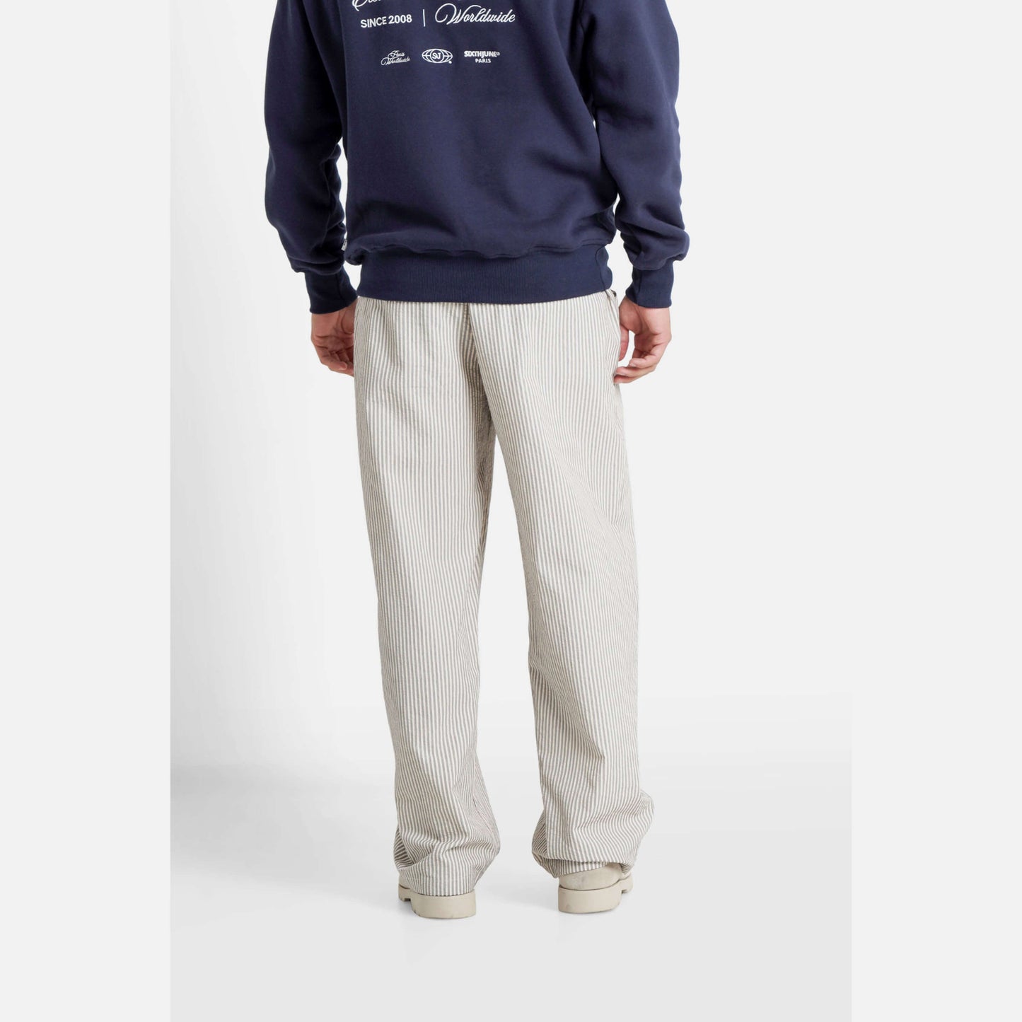 Sixth June Stripes Textured Pant Navy