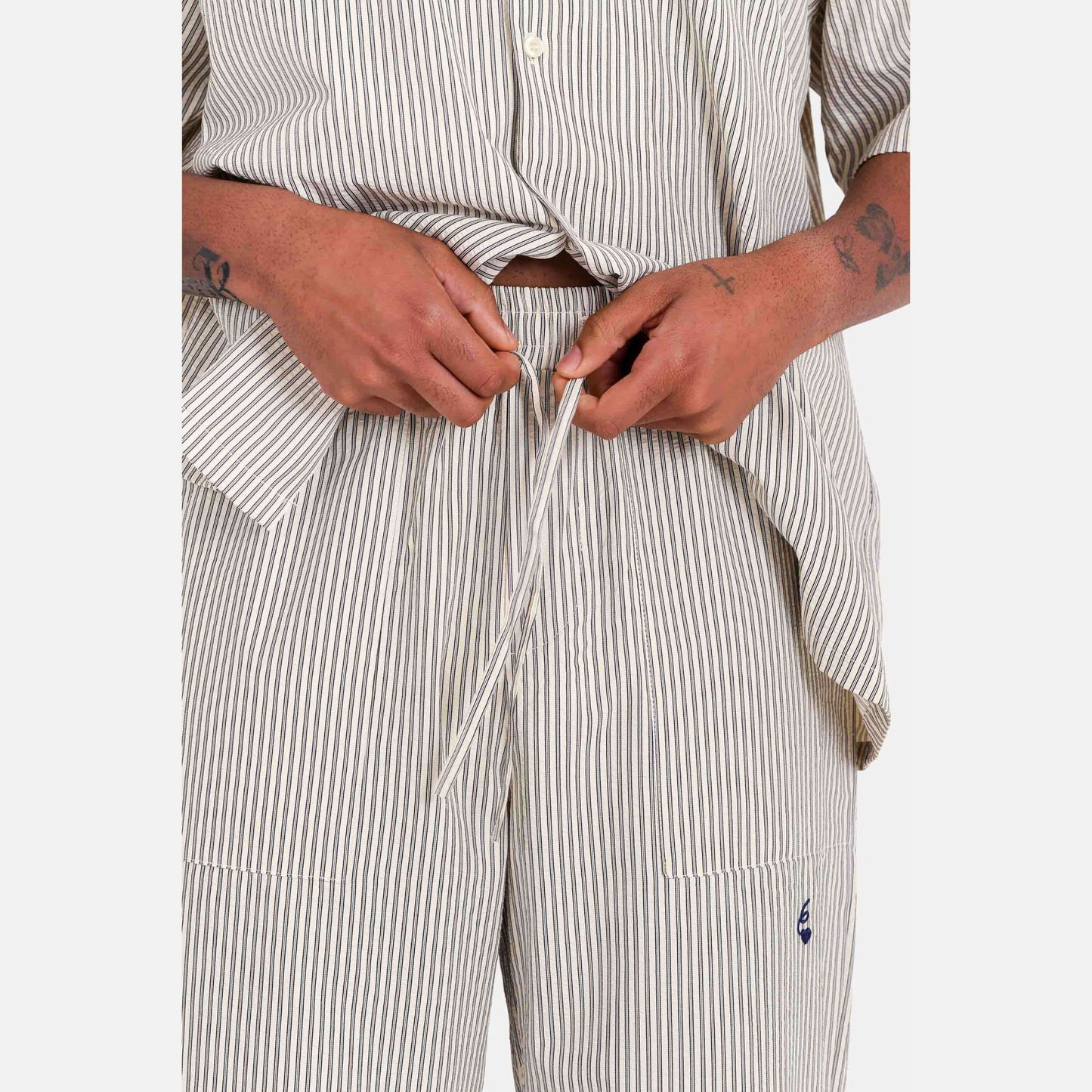 Sixth June Stripes Textured Pant Navy