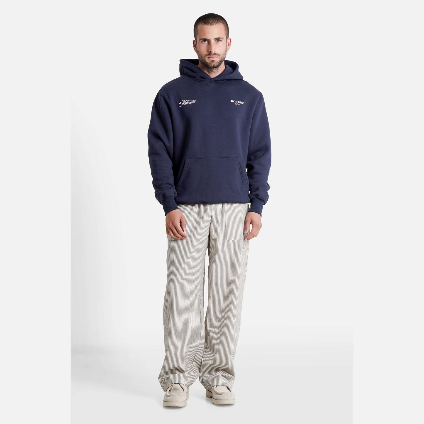 Sixth June Stripes Textured Pant Navy