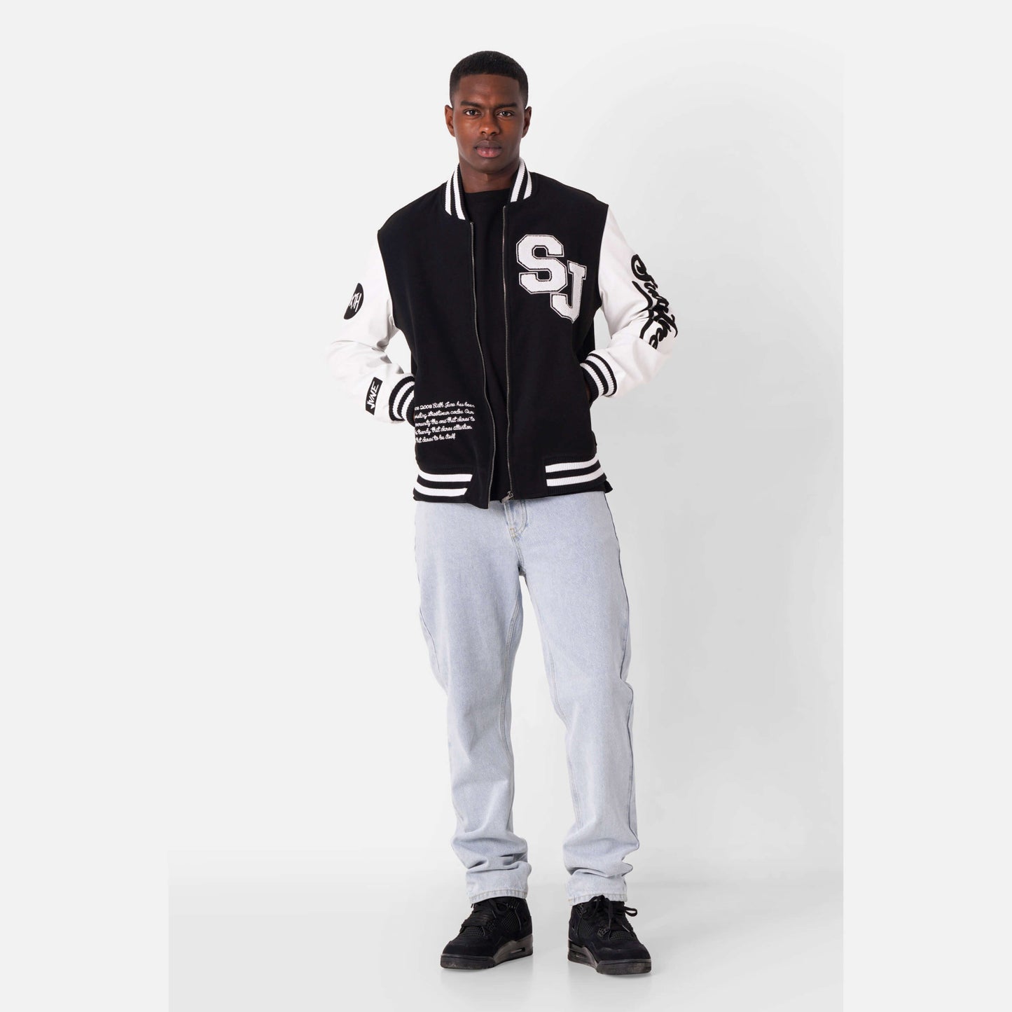 Sixth June Skull Retro Varsity Jacket Black