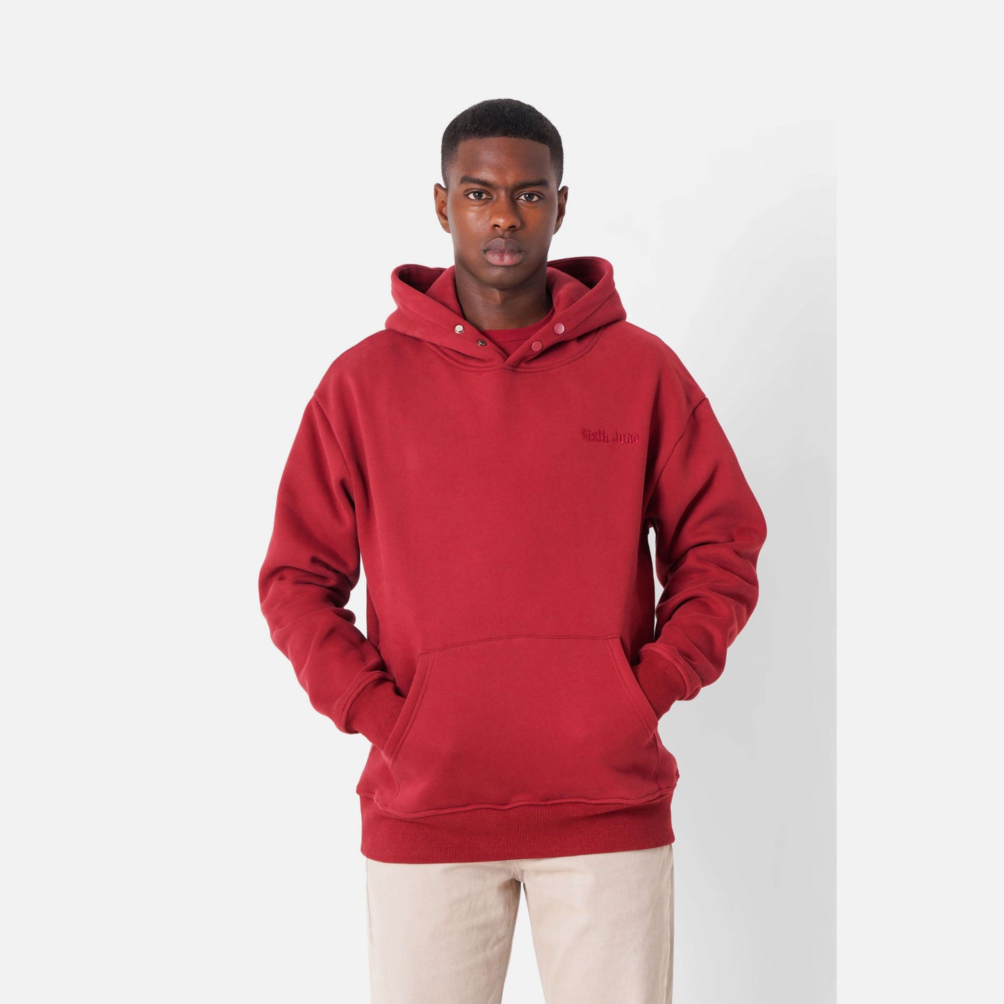 Sixth June The Fear Embroidery Ls Hoodie Burgundy