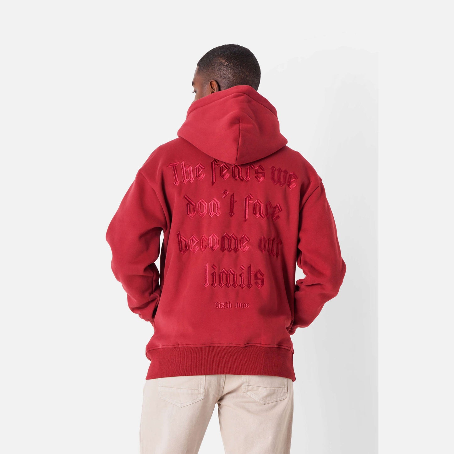 Sixth June The Fear Embroidery Ls Hoodie Burgundy