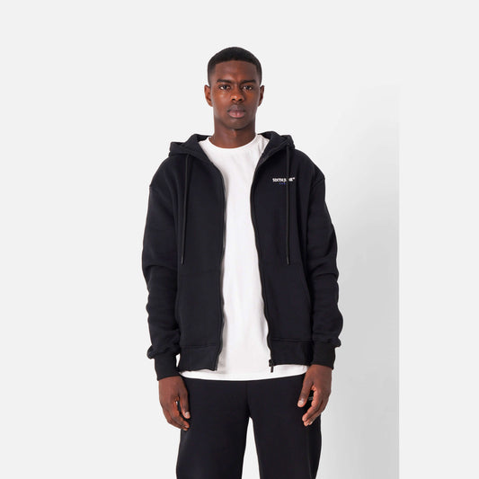 Sixth June Essentiel Bitone Zip Up Hoodie Black