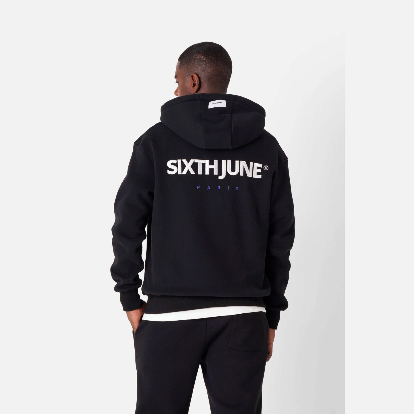 Sixth June Essentiel Bitone Zip Up Hoodie Black