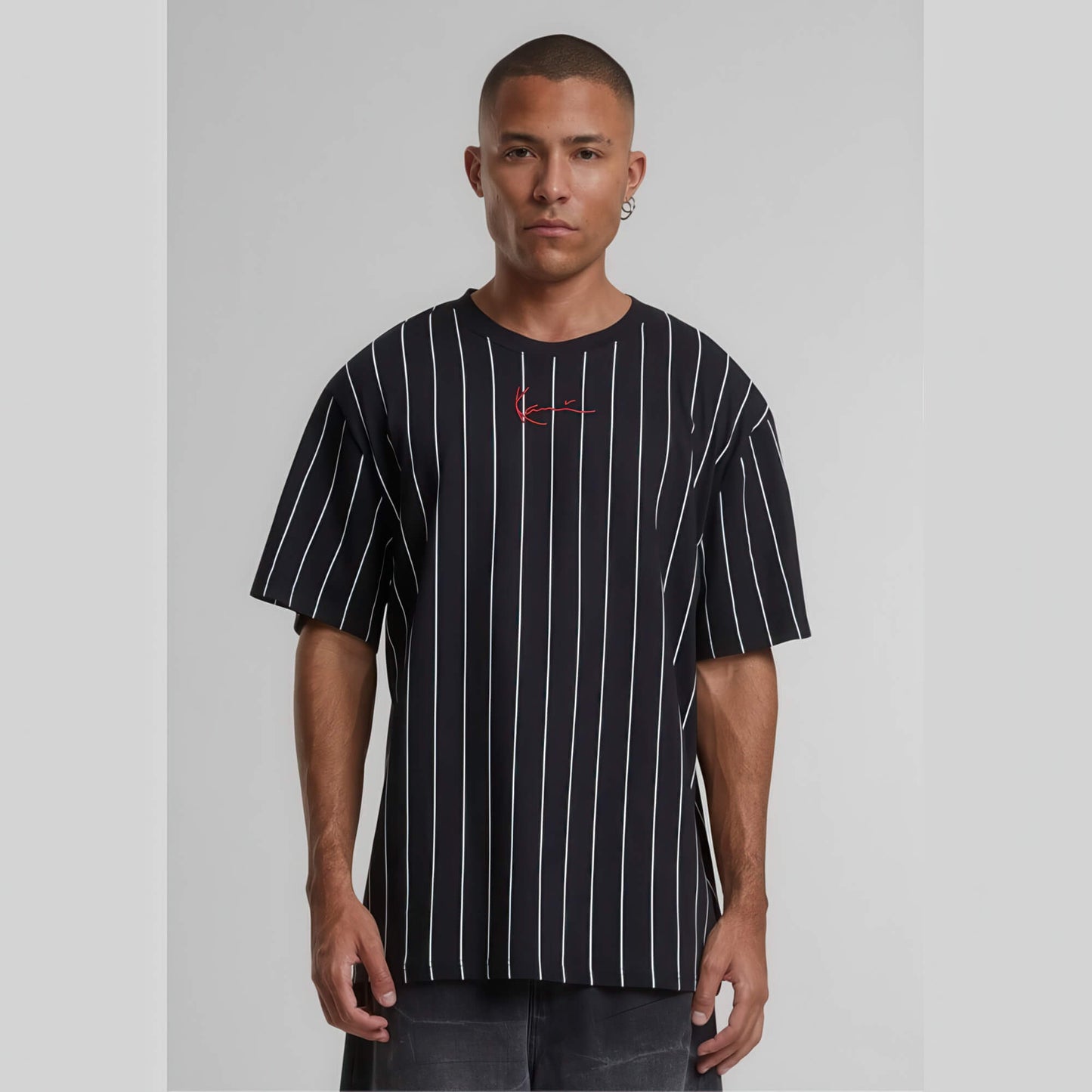Karl Kani KK Small Signature Pinstripe Tee black/white