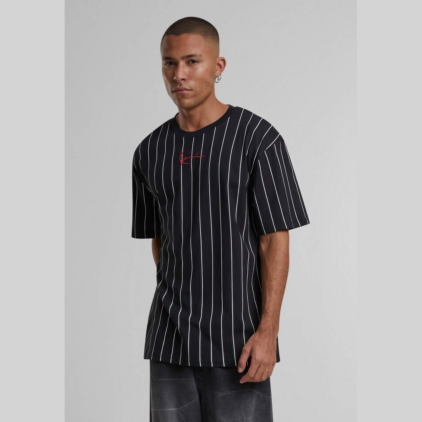 Karl Kani KK Small Signature Pinstripe Tee black/white