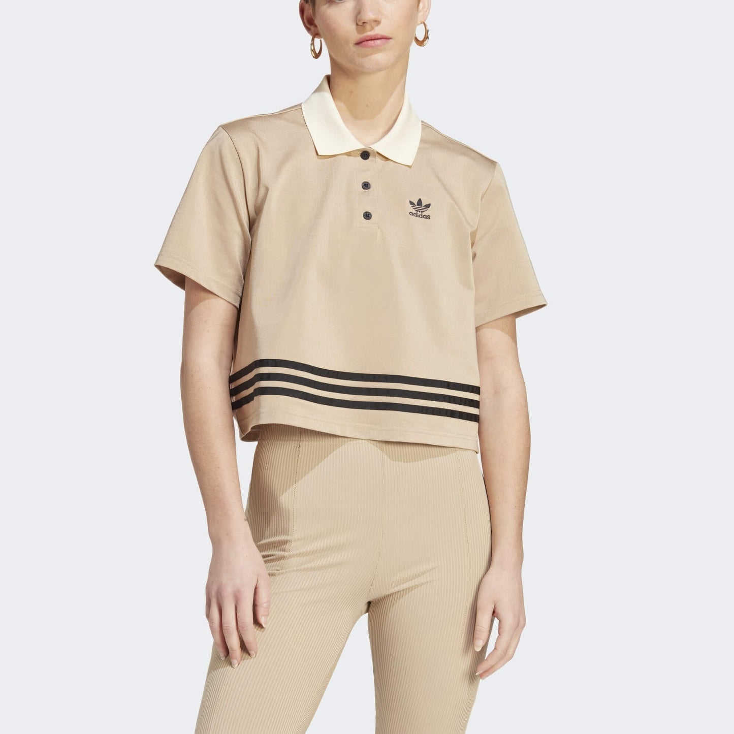 Adidas Wmns Adicolor 70S Polo Shirt Beige-Brown