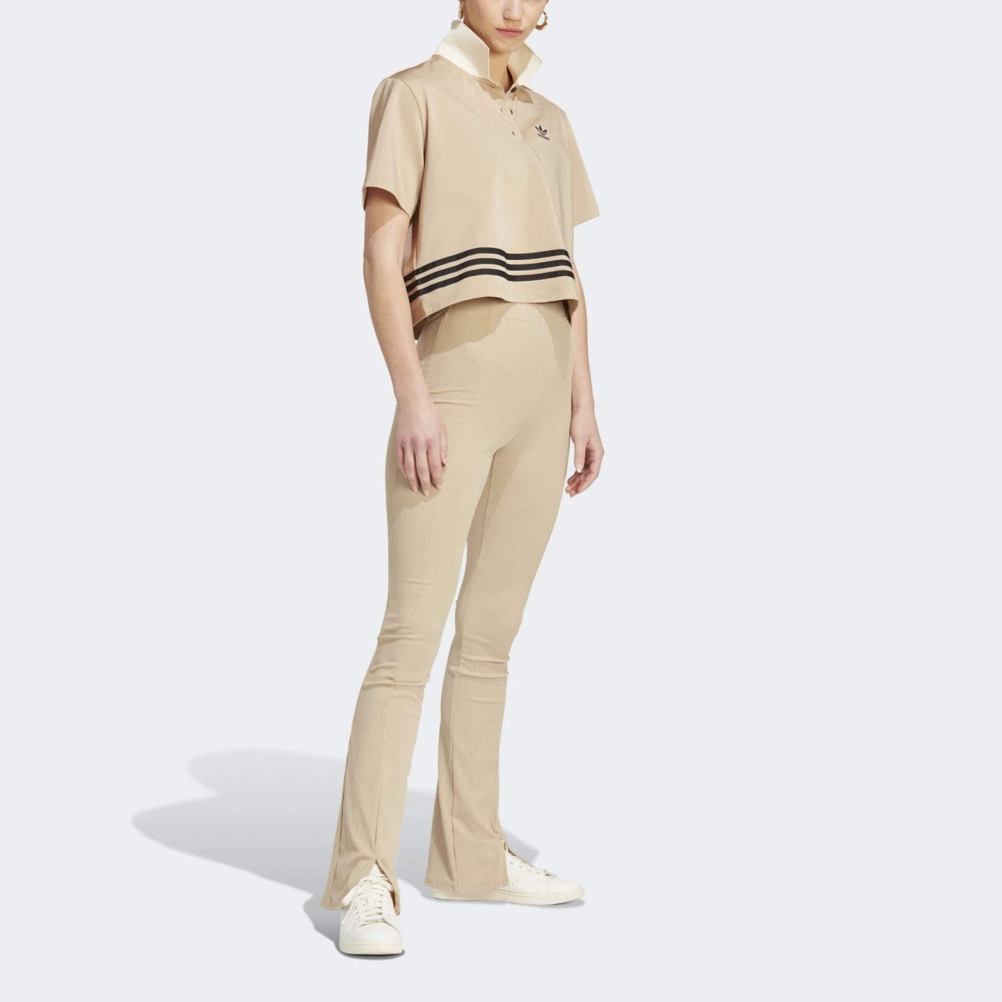 Adidas Wmns Adicolor 70S Polo Shirt Beige-Brown