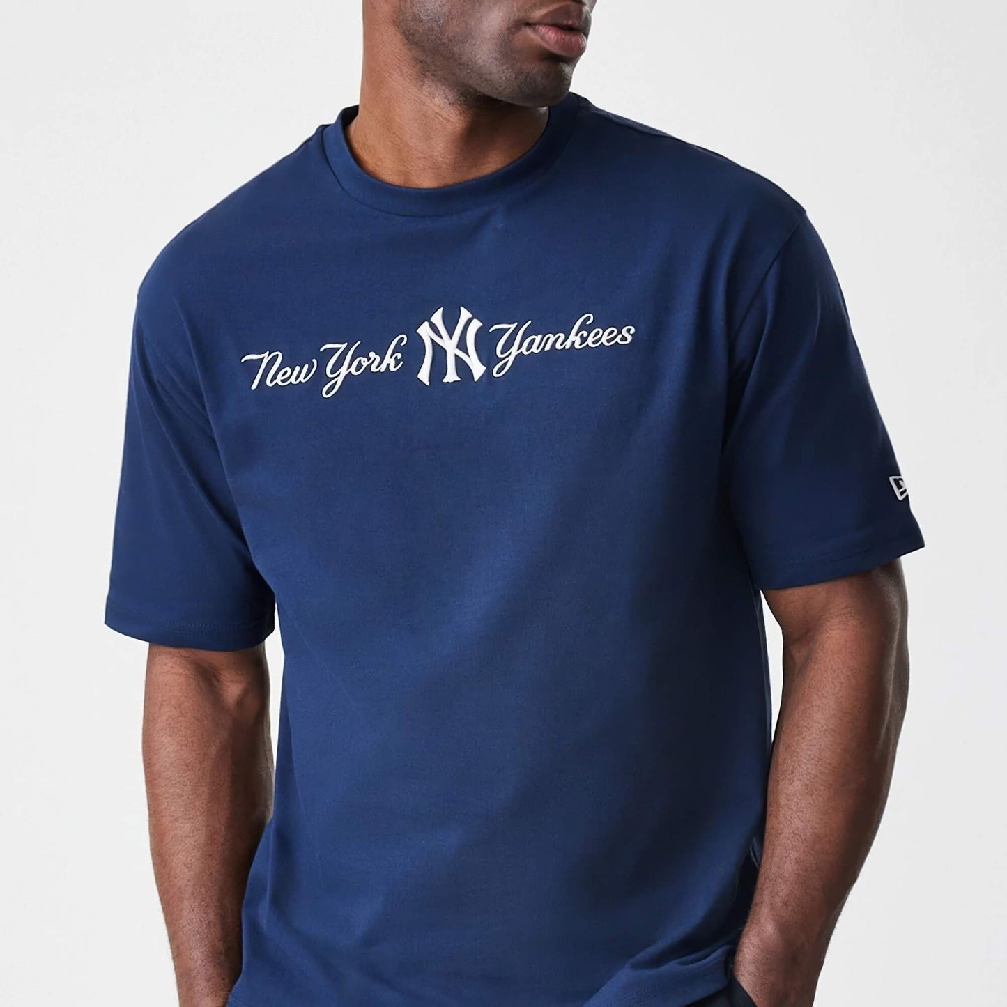Tričko NEW ERA New York Yankees MLB Script Navy Oversized T-Shirt tmavomodré
