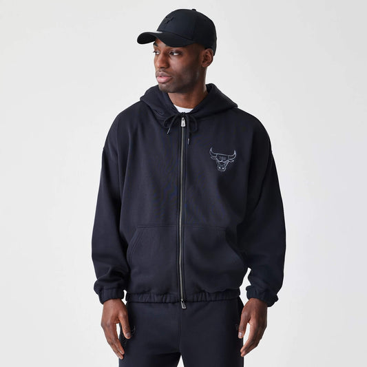 Mikina NEW ERA Chicago Bulls NBA Linear Black Oversized Full Zip Hoodie čierna
