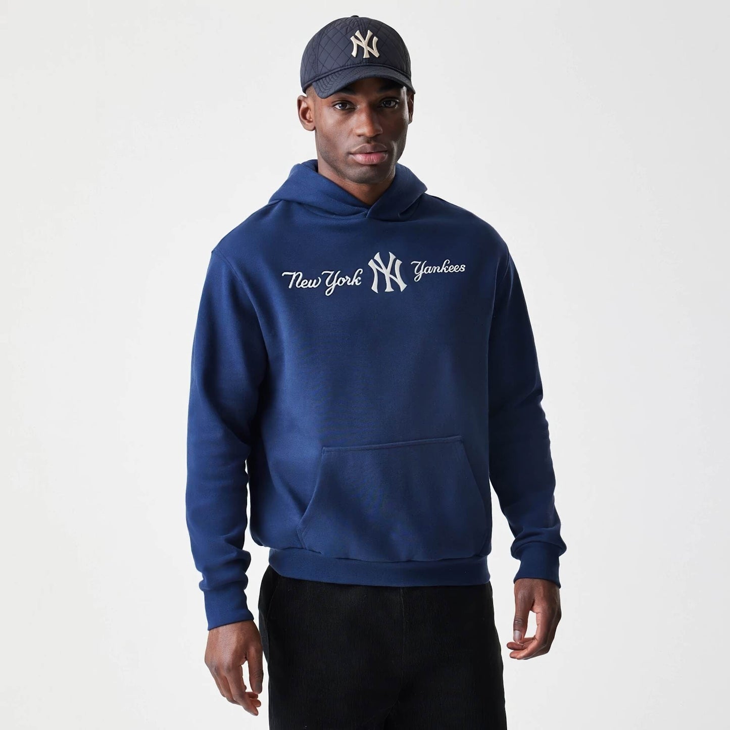Mikina NEW ERA New York Yankees MLB Script Navy Oversized Pullover Hoodie tmavomodrá